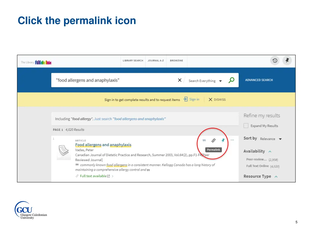 click the permalink icon
