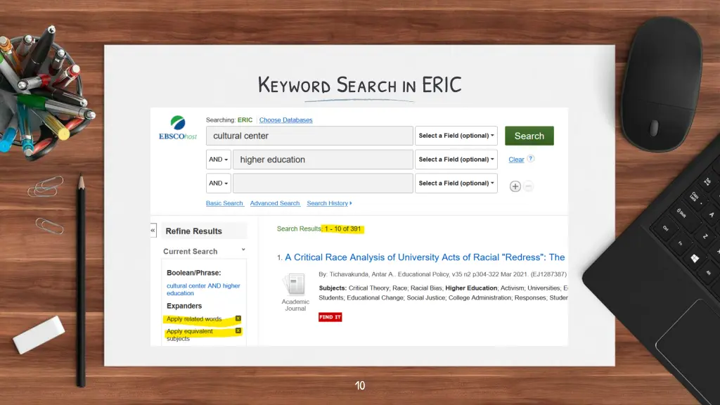 keyword search in eric