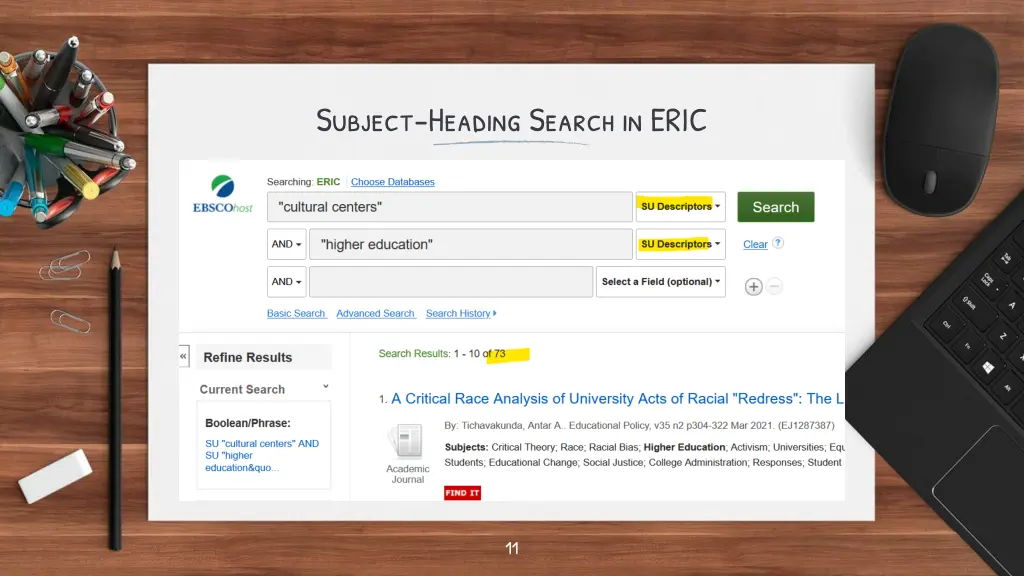 subject heading search in eric