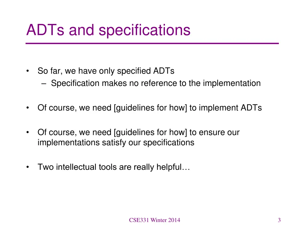 adts and specifications