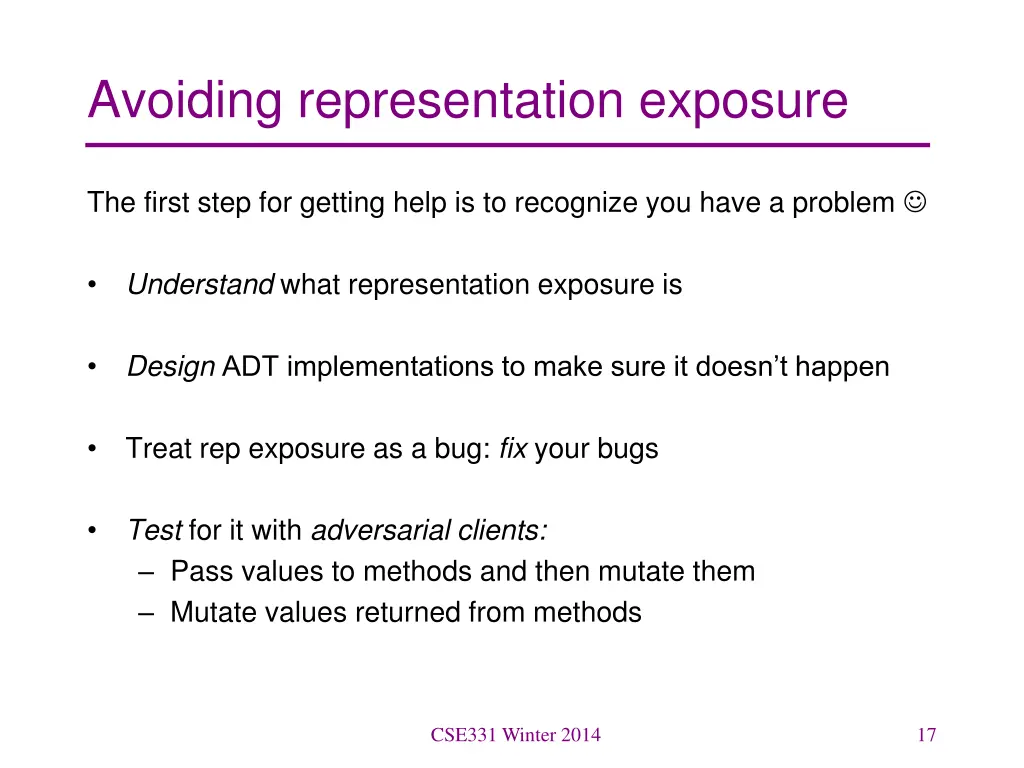 avoiding representation exposure