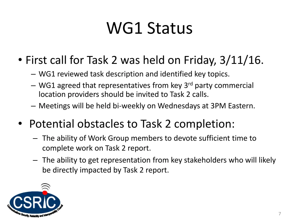 wg1 status 1