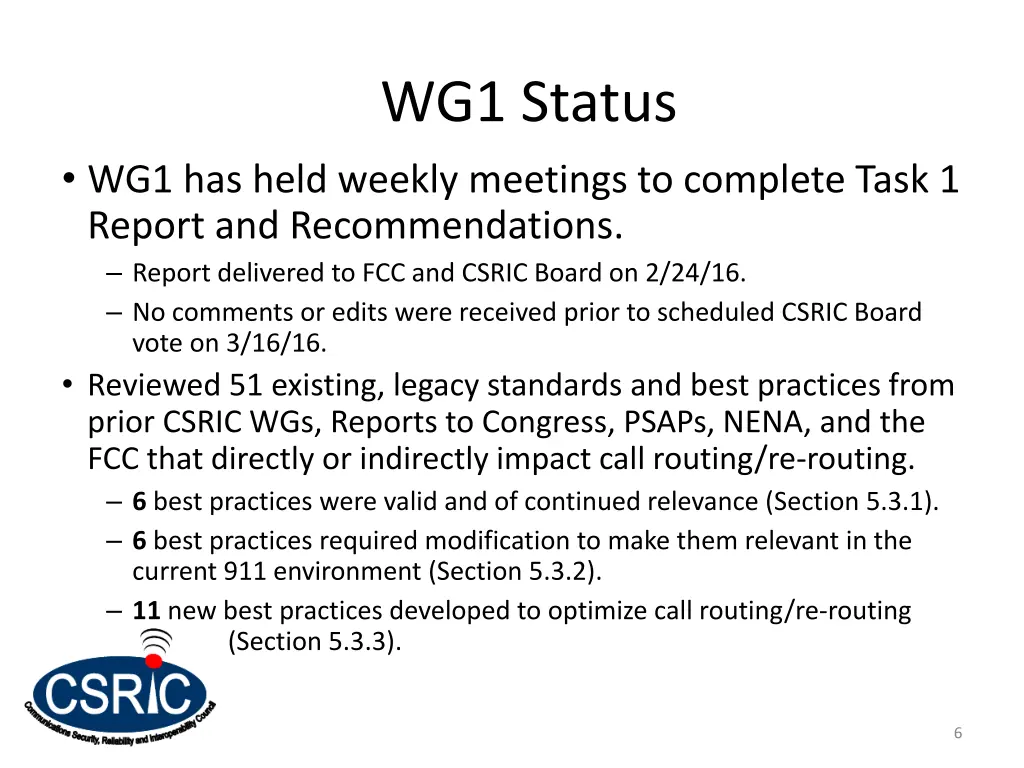 wg1 status
