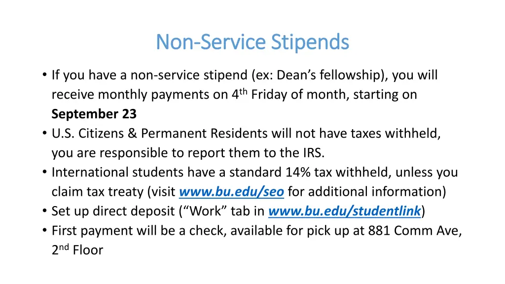 non non service stipends service stipends