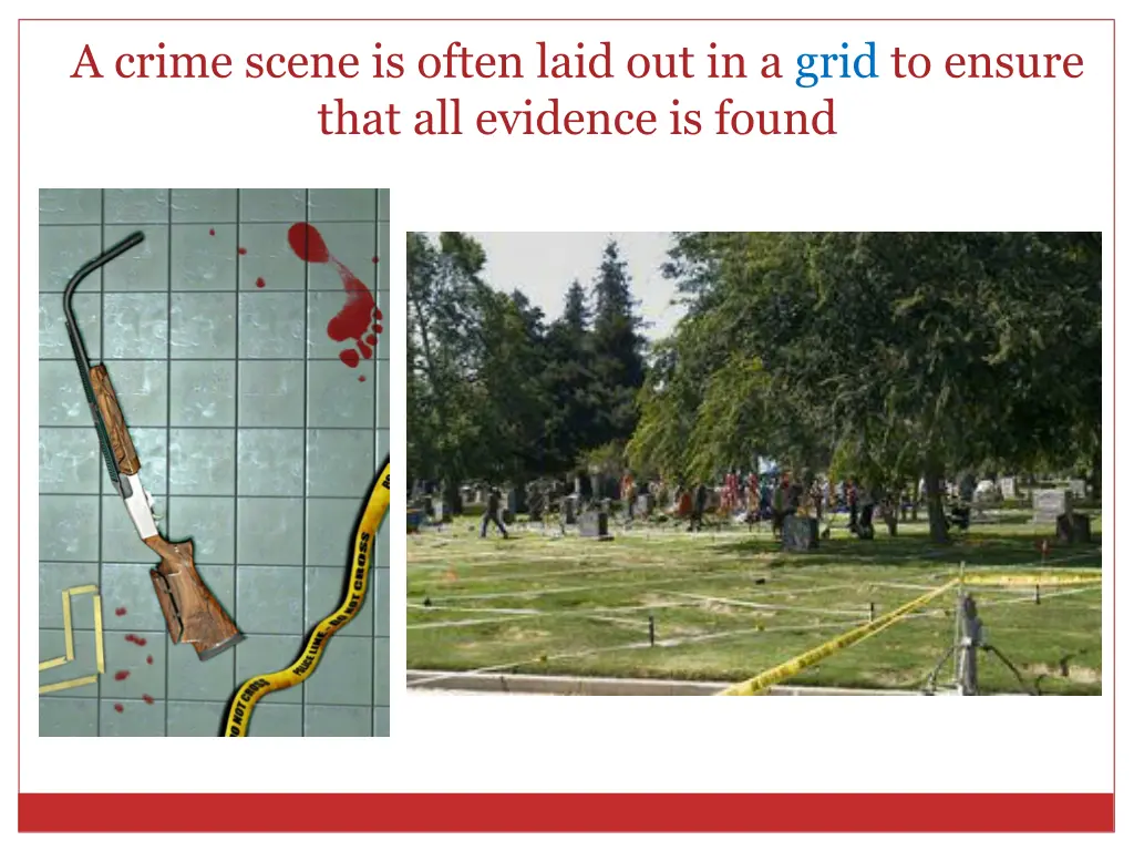 a crime scene is often laid out in a grid