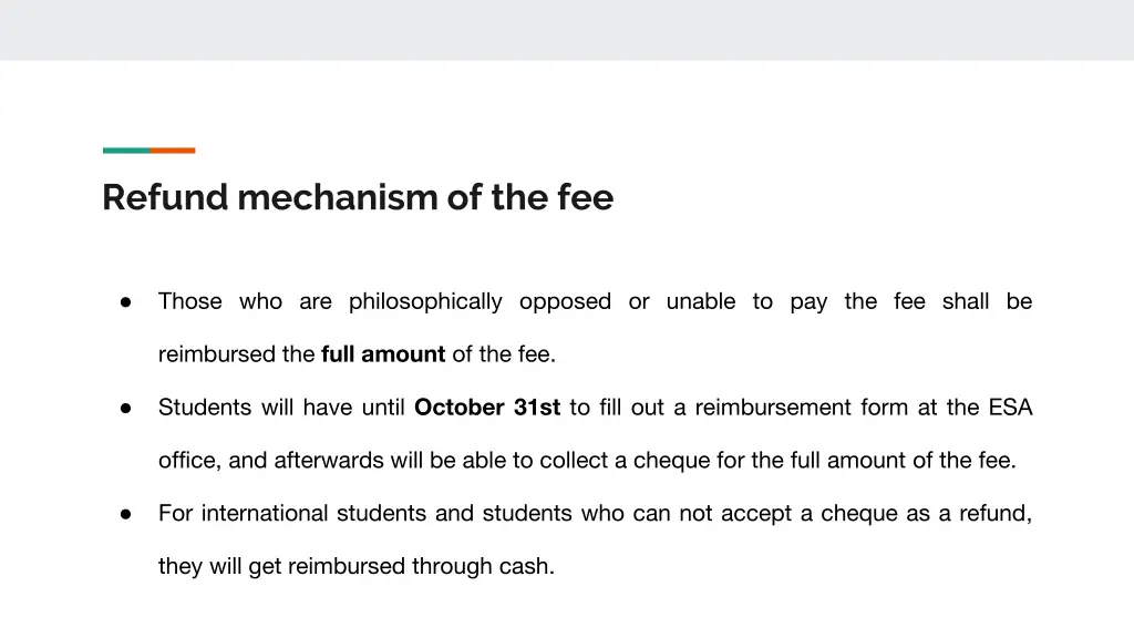 refund mechanism of the fee