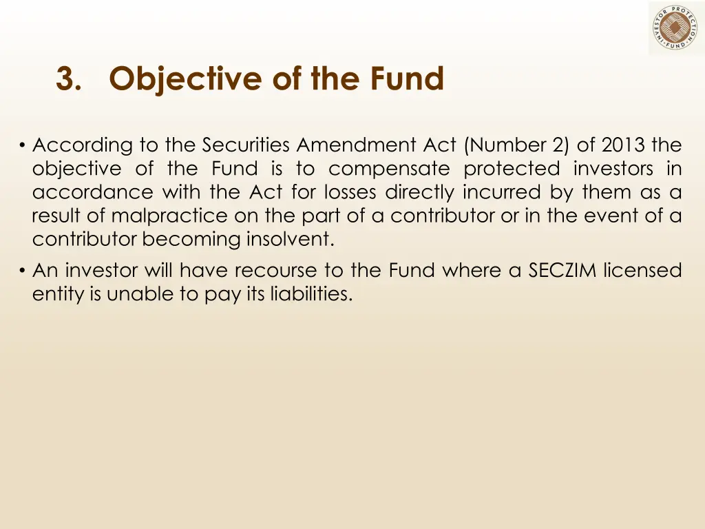 3 objective of the fund