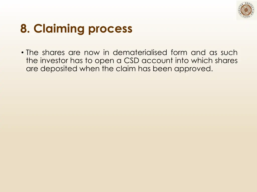 8 claiming process