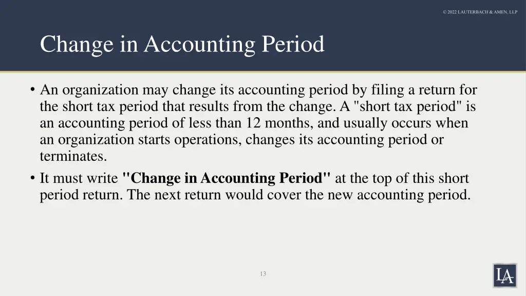 change in accounting period