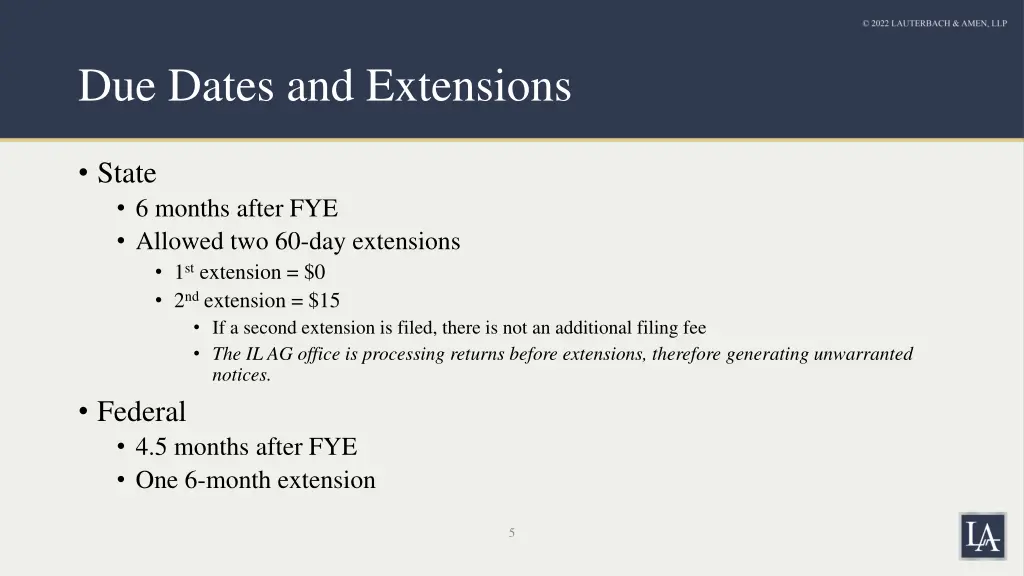due dates and extensions