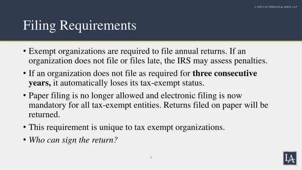 filing requirements