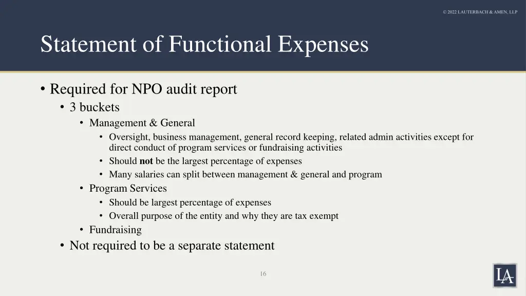 statement of functional expenses