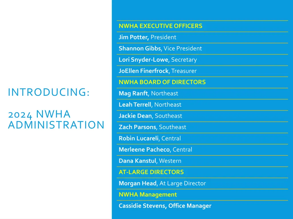 nwha executive officers