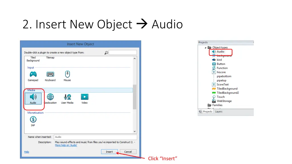 2 insert new object audio