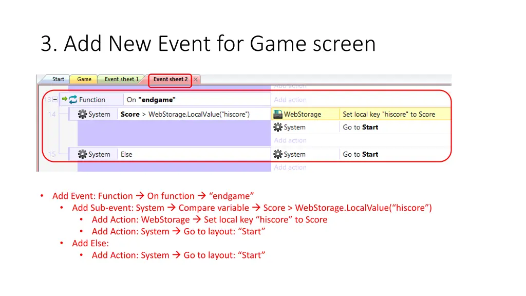 3 add new event for game screen
