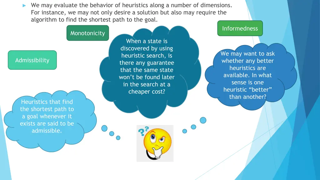 we may evaluate the behavior of heuristics along
