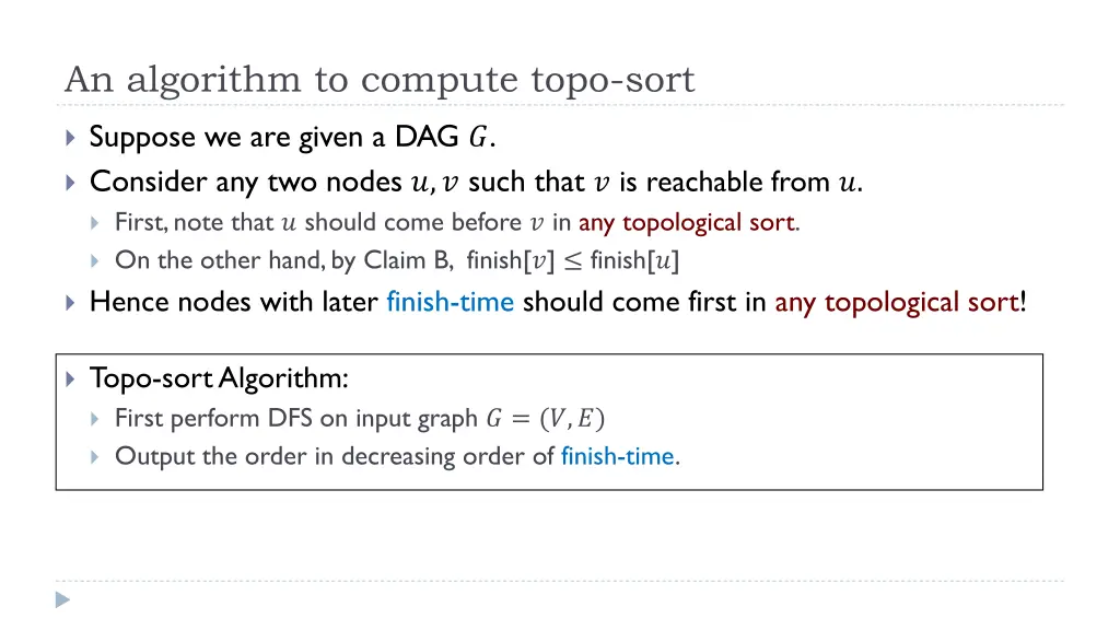 an algorithm to compute topo sort 3
