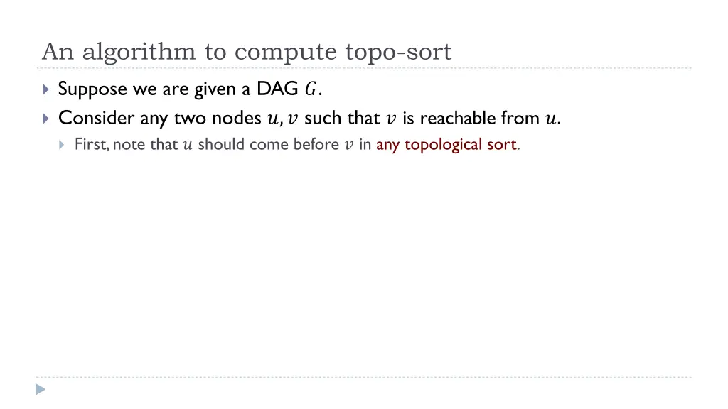 an algorithm to compute topo sort