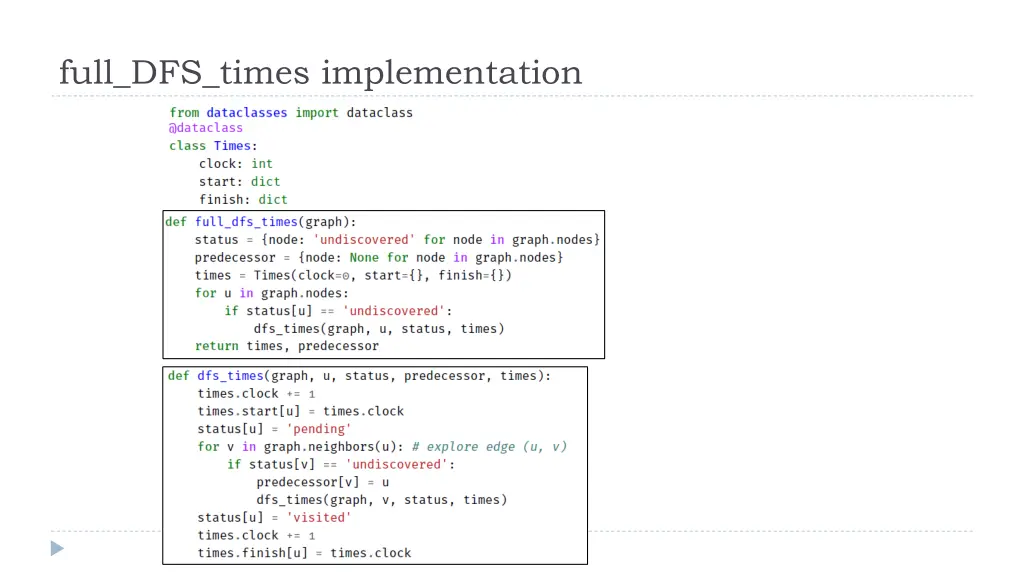 full dfs times implementation