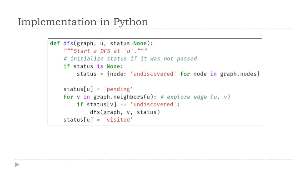 implementation in python