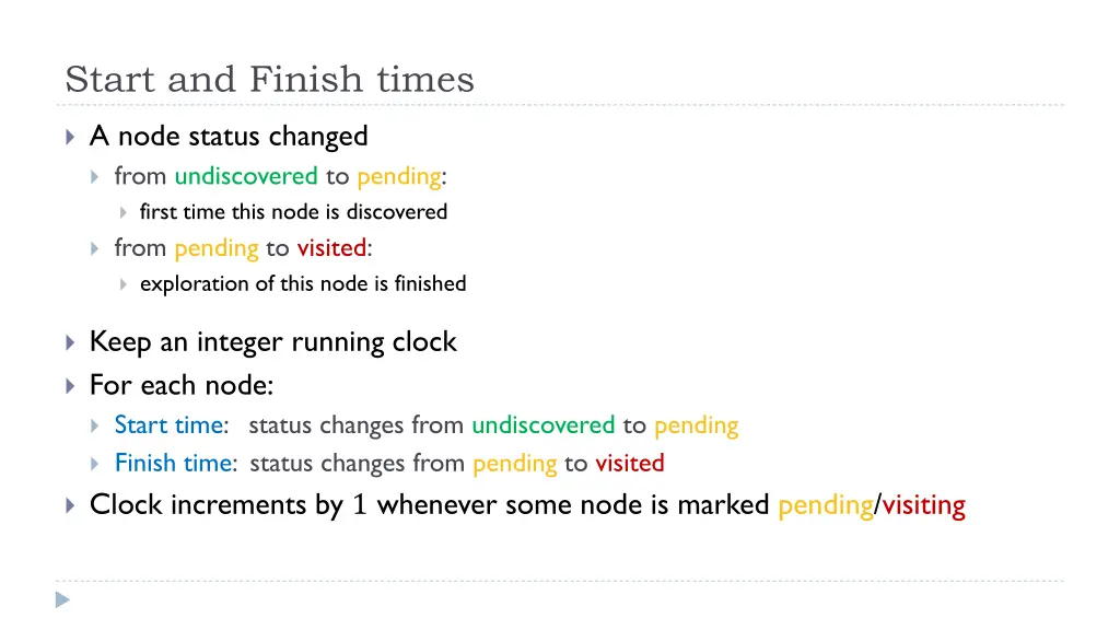 start and finish times
