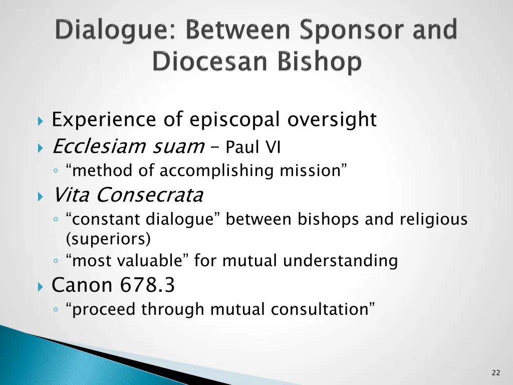 experience of episcopal oversight ecclesiam suam