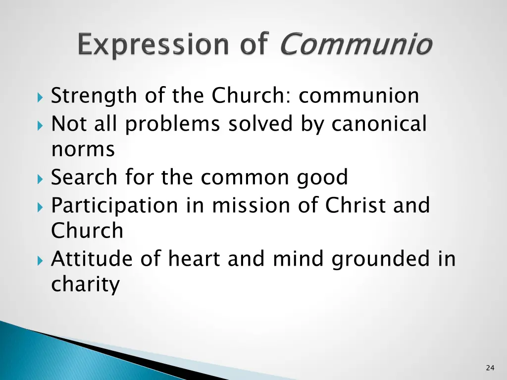 strength of the church communion not all problems