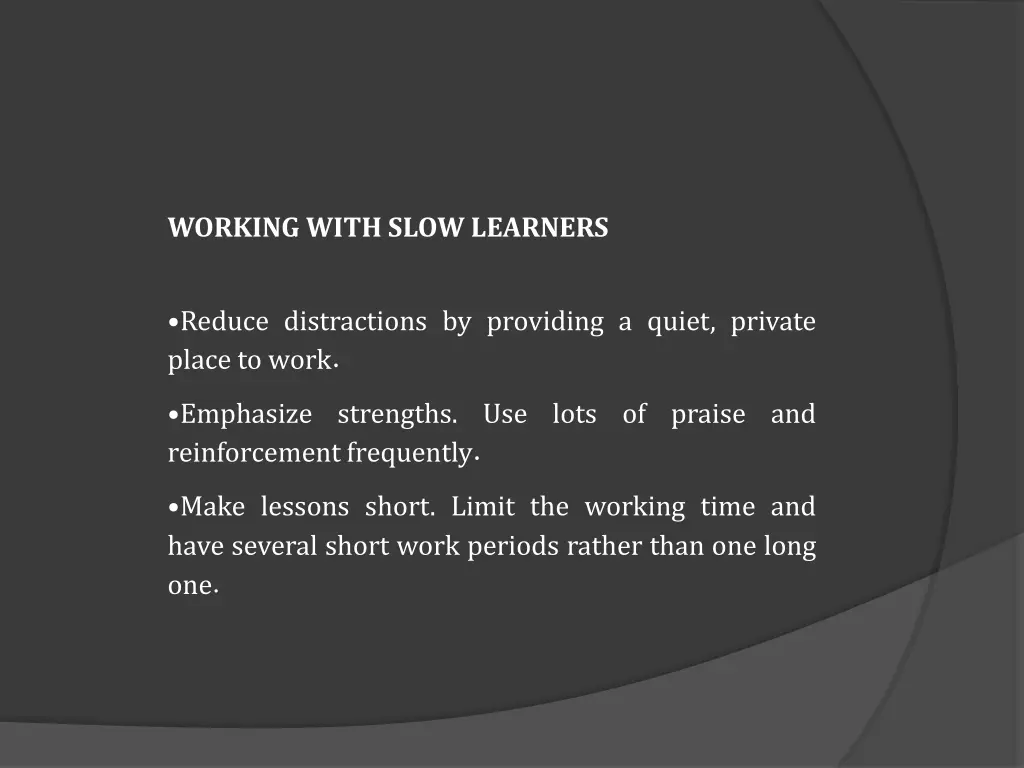 working with slow learners