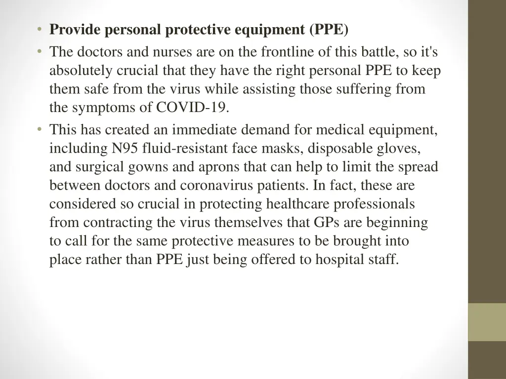 provide personal protective equipment