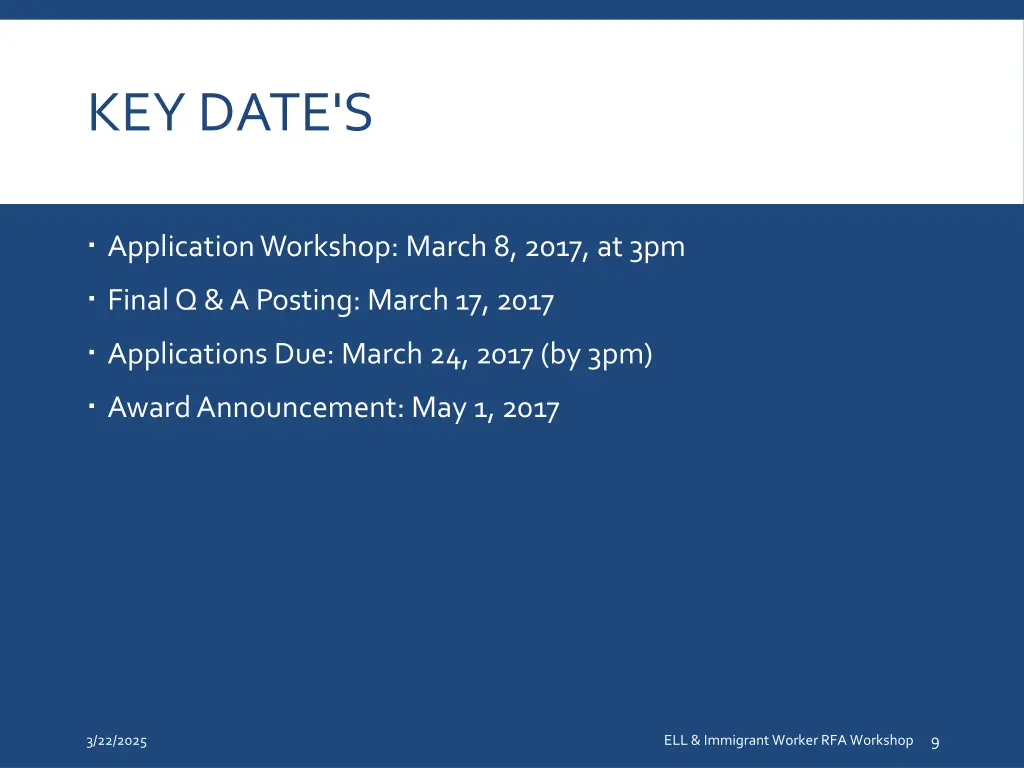 key date s