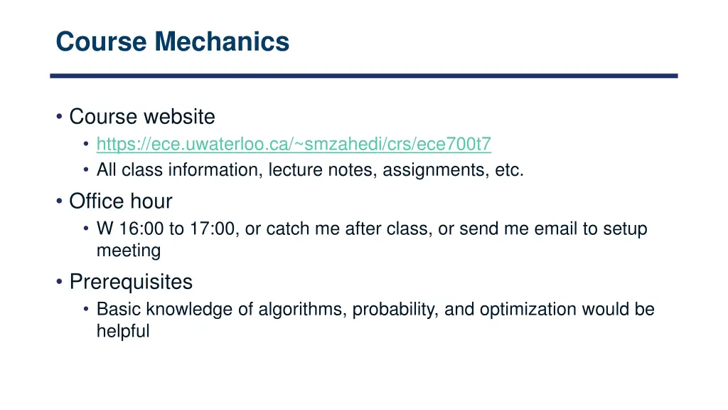 course mechanics