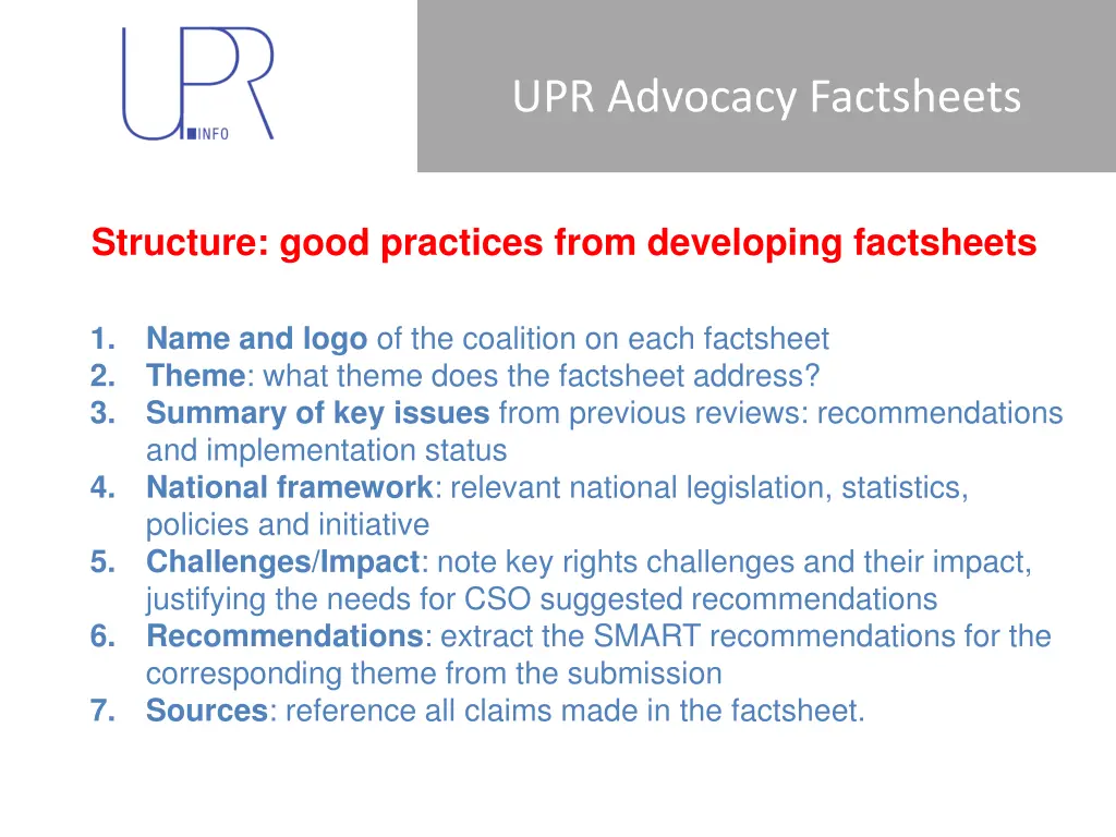 upr advocacy factsheets