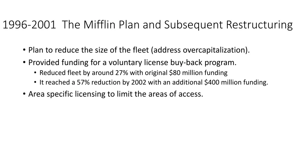 1996 2001 the mifflin plan and subsequent