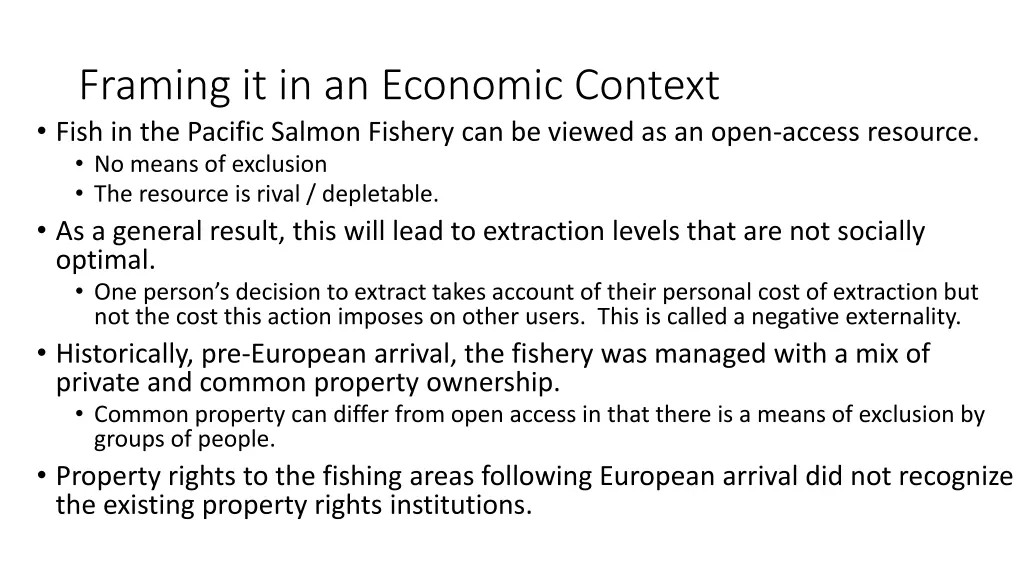 framing it in an economic context fish