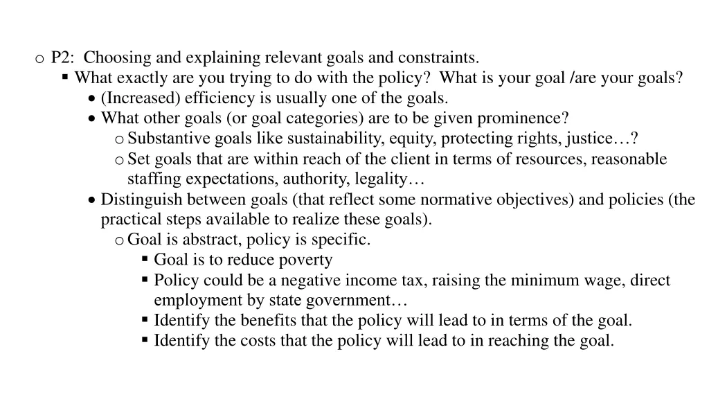 o p2 choosing and explaining relevant goals