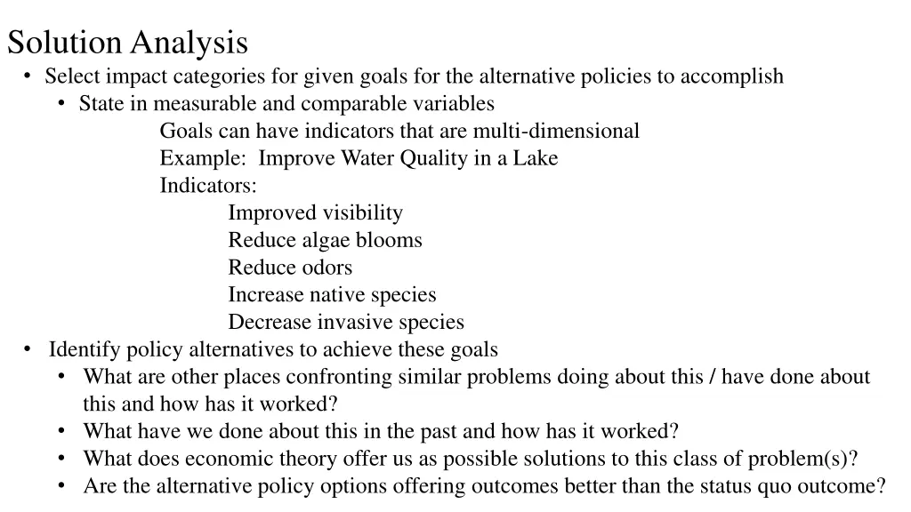 solution analysis select impact categories