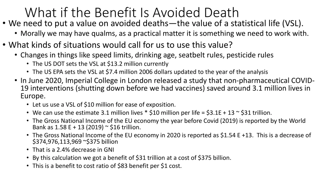 what if the benefit is avoided death