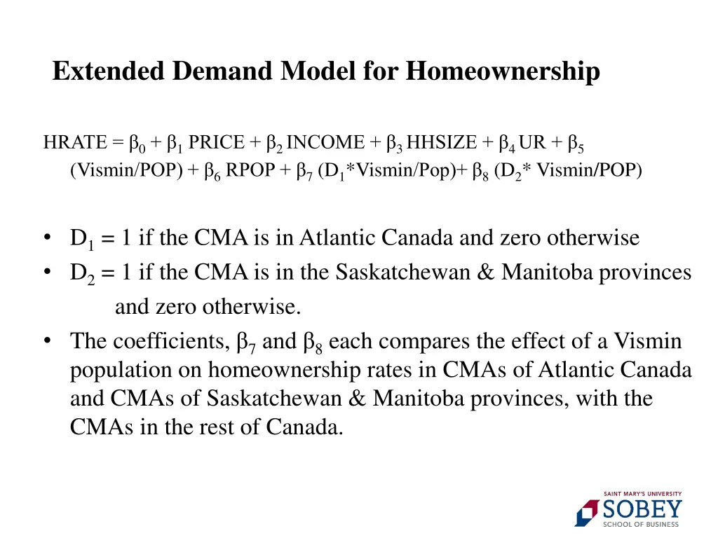 extended demand model for homeownership