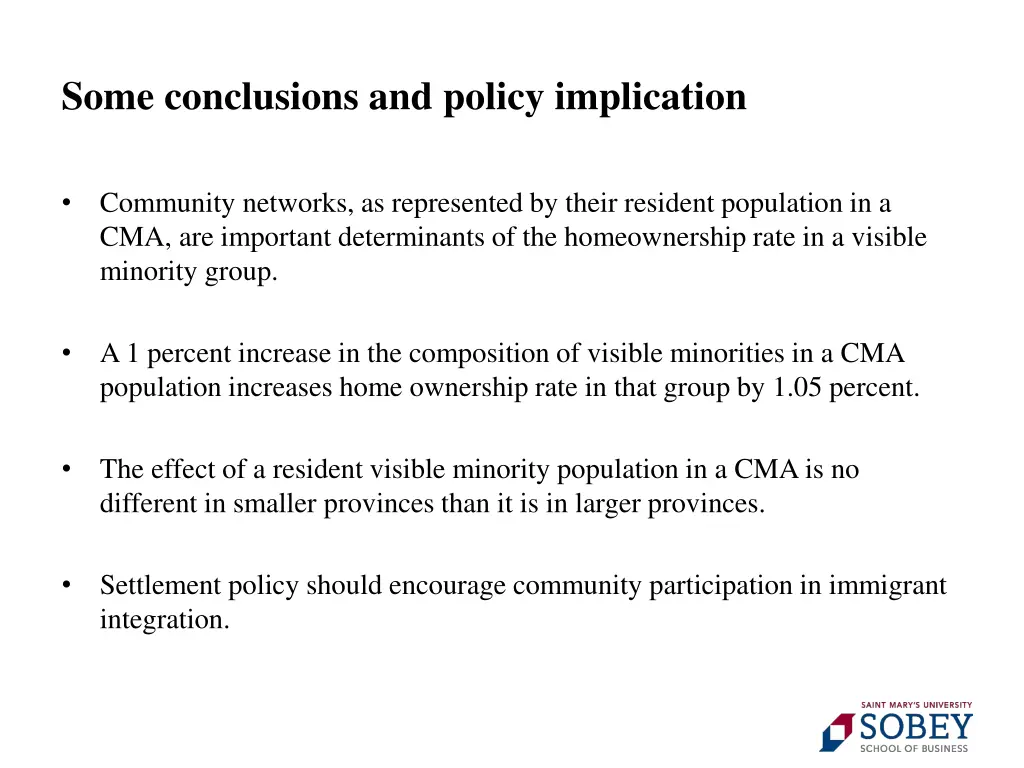 some conclusions and policy implication