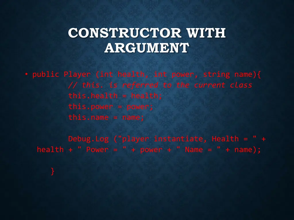 constructor with argument