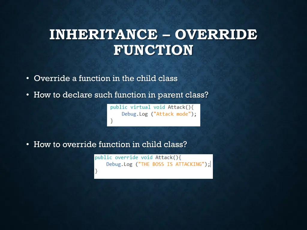 inheritance override function