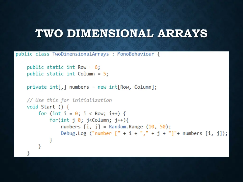 two dimensional arrays