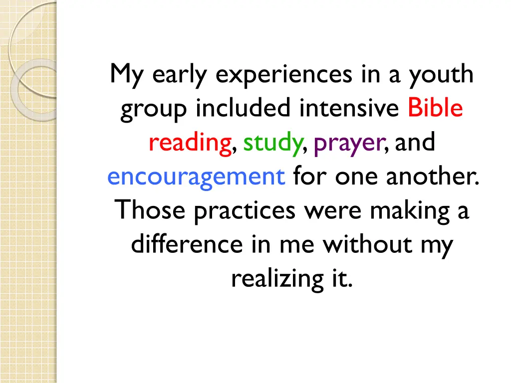 my early experiences in a youth group included