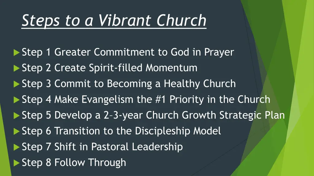 steps to a vibrant church