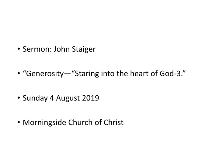 sermon john staiger
