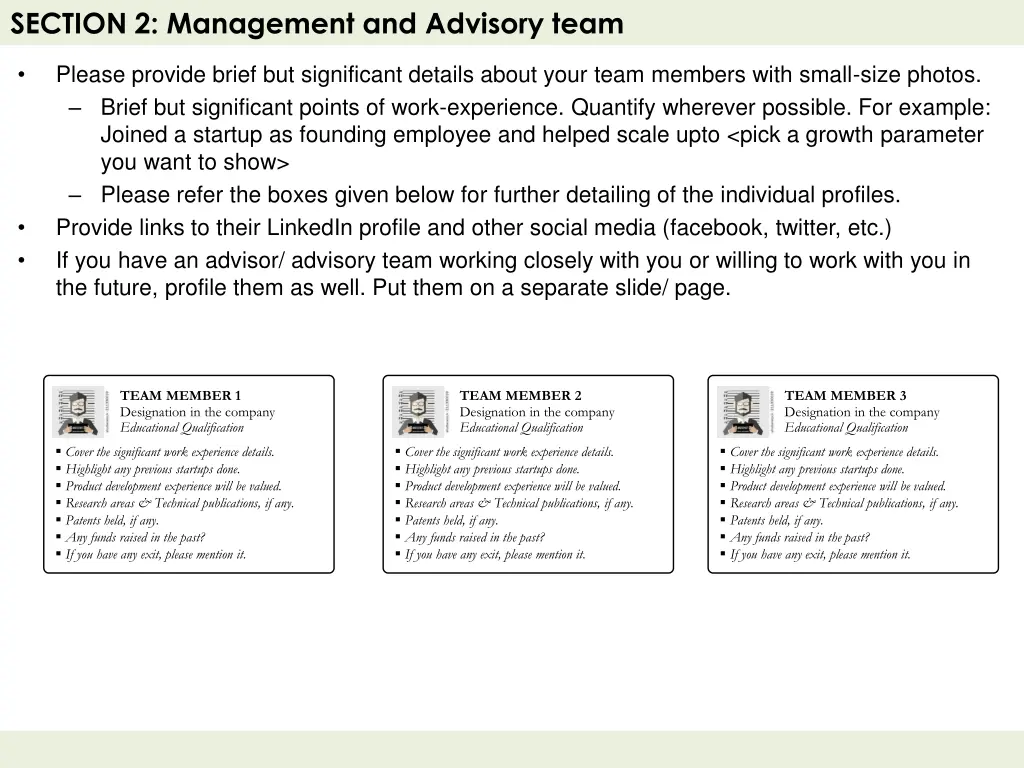 section 2 management and advisory team