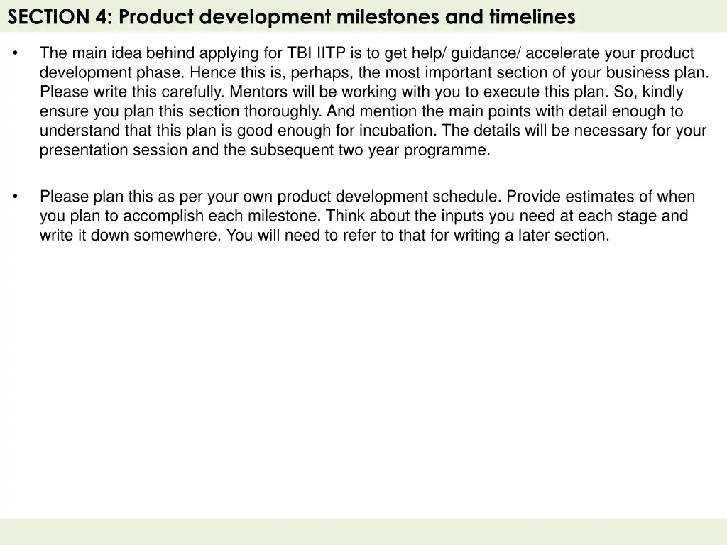 section 4 product development milestones