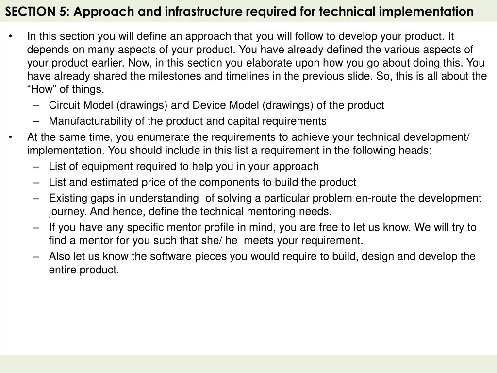 section 5 approach and infrastructure required