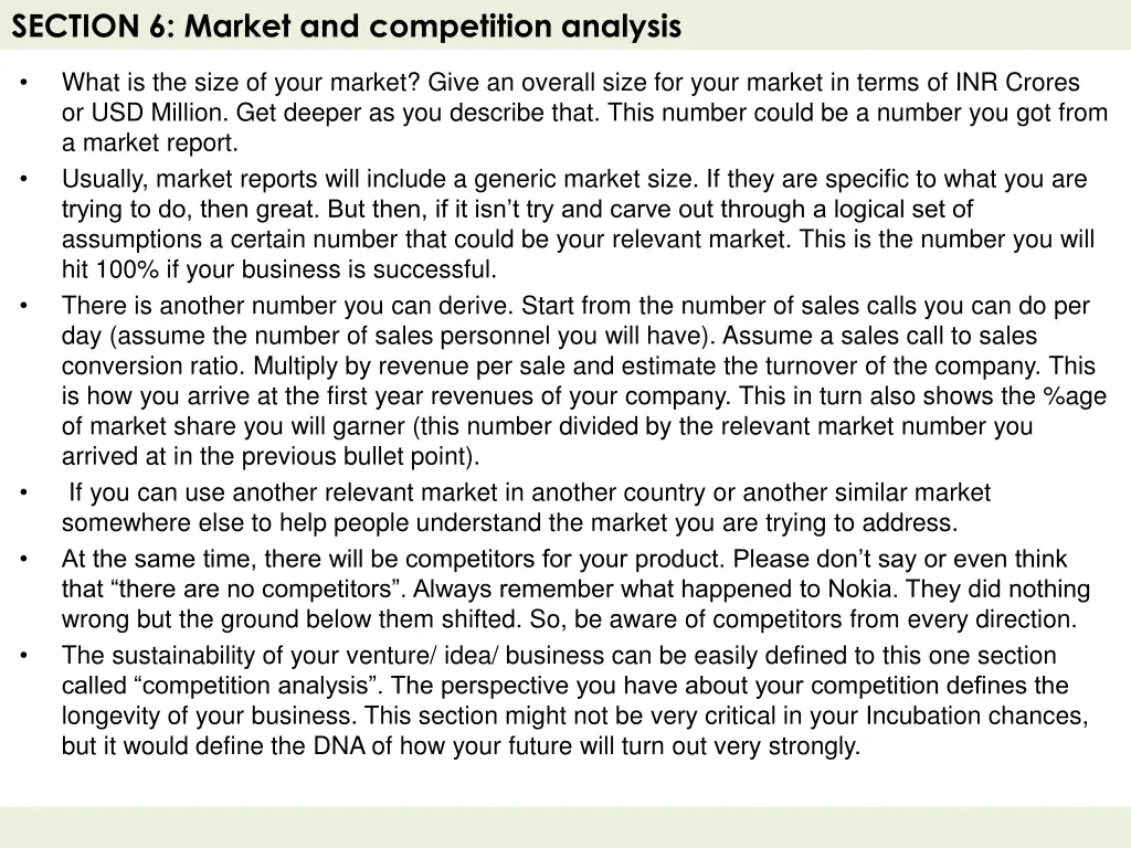 section 6 market and competition analysis