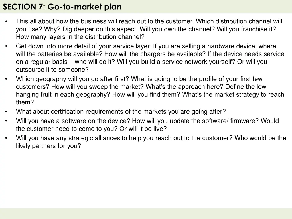 section 7 go to market plan